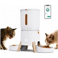 KINSI Katzen-Futterspender 5L Katzenfutterautomat,2 Näpfe,WiFi 2.4G,App Steuerung,Voice Recorder, Fütterungszeiten und -mengen frei einstellbar