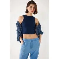 No Matter What Blusentop Ärmelloses Crop-Top mit Rundhalsausschnitt