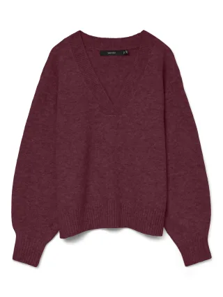 VERO MODA - VMBOOM LS V-NECK PULLOVER Windsor Wine - Gr. - XS