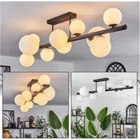 hofstein Deckenleuchte Deckenlampe aus Metall/Riffelglas in Schwarz/Weiß, ohne Leuchtmittel, Leuchte mit Glasschirmen (10cm, 12cm, 15cm), 10xG9, ohne Leuchtmittel