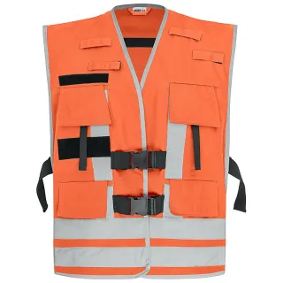 Funktionsweste LEUCHTORANGE mit Reflexstreifen silber