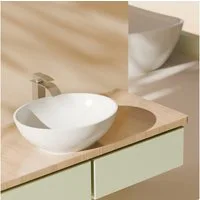 EMKE Aufsatzwaschbecken Oval Handwaschbecken mit Nano Beschichtung für Gäste WC Waschschüssel (Packung)