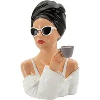 MF Skulptur Dekofigur Lady Paris Elegante Frauenfigur mit Tasse in Schwarz Weiß (1 St)