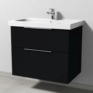 Sanipa 3way Waschtischunterbau zu Geberit iCon Light Waschtisch mit 2 Auszügen, Schwarz-Matt UF57408