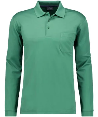 RAGMAN - Softknit-Polo mit Brusttasche, Langarm seegras - Gr. - L