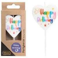 Idena Geburtstagskerze Idena Partykerze Happy Birthday – Herzform Tortenkerze