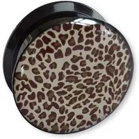 viva-adorno Plug 1 Stück Flesh Plug Ohr Leo Tunnel Acryl Leopardenmuster Leoprint, Leopard Schraubverschluss Innengewinde
