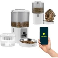 Peluvio Katzen-Futterautomat FEAST CAT, 2in1 Futterautomat+Trinkbrunnen/App+3MP Kamera/Notstrom