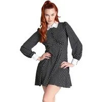 Hell Bunny Trägerkleid Naomi Polka Dot Vintage Retro 50er 60er Bubikragen