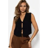 SASSYCLASSY T-Shirt Musselin Top mit Schleifen Damen Top aus Musselin mit V-Ausschnitt und Bindebändern flieder