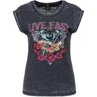 QueenKerosin Print-Shirt Live Fast (1-tlg) mit Biker-Print