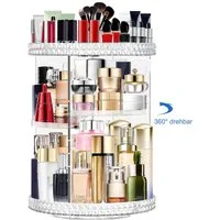 SURFOU Badorganizer Drehbarer Make up organizer schminktisch organizer kosmetik organizer (parfüm organizer, make up organizer drehbar, Richtige Größe, 1 St., 360° drehbarer make up organizer skincare organizer), Verstellbare Tabletts, endlose Rotati