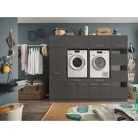 Laundreezy Mehrzweckschrank-Set LAUNDREEZY LDSK15, Breite 235 cm, Soft-Close-Funktion, höhenverstellbare Füße