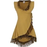 Guru-Shop Longbluse Wickeltunika mit Spitze - massala alternative Bekleidung