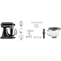 KitchenAid Küchenmaschine 5KSM125EBM SCHWARZ MATT, 300 W, 4,8 l Schüssel, Gratis Fleischwolf, Schüssel, Spritzgebäckvorsatz (Wert: ca.238,- UVP)