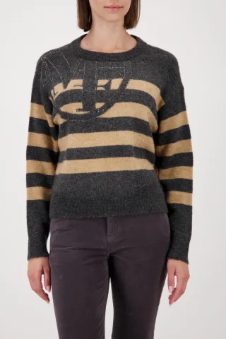 monari - Pullover mit Streifenmuster anthra melange - Gr. - 46