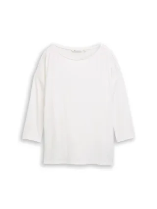 Denim Tom Tailor - Loose Fit Langarmshirt off white - Gr. - S