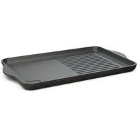 Hoffmann Germany Teppanyakiplatte Grillplatte 2in1 Aluguss eckig 49x29 cm – Made in Germany, Aluguss (1-tlg., 1x Grillplatte 49x29 cm + Silikon-Füße), Grillstreifen + Bratfläche, Antihaft, backofenfest, Induktion