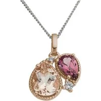 Firetti Kettenanhänger Schmuck Geschenk Gold 333 Halsschmuck Anhänger Tropfen, mit Morganit, Rhodolith - mit Brillanten
