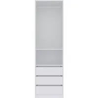 Marmex Möbel Kleiderschrank TRES 04B Regal mit drei Schubladen und Kleiderstange 60x206x51 Schubladen mit Vollauszug, Garderobenschrank