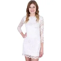 Sarcia.eu Minikleid Sexy Minikleid aus Spitze Muschelsaum Rundhalsausschnitt Creme M