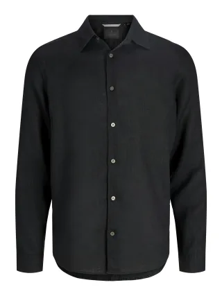 JACK&JONES - JPRBLALAWRENCE LINEN LS SHIRT SN Black - Gr. - L