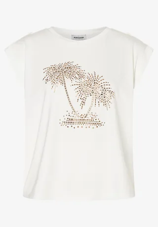 MORE & MORE - T-Shirt mit Palmen weiß - Gr. - 38