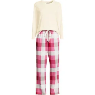 Gemustertes Pyjama-Set aus Baumwoll-Jersey, Damen,  Rot, Elasthan/Baumwoll-Mischung, by Lands' End