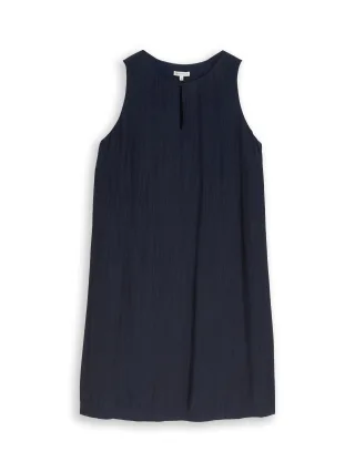 Tom Tailor - Crêpe Mini-Kleid in Knitter-Optik sky captain blue - Gr. - 40