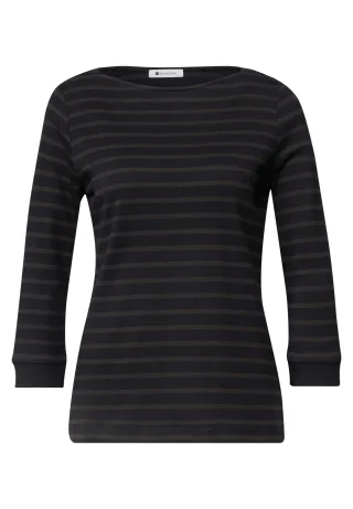 Street One - 3/4-Arm Shirt mit Boat Neck und Streifen indigo night - Gr. - 36