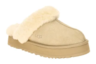 UGG 1122550 SAN Damen Pantoletten DISQUETTE Beige Lammfell Warmfutter Plateau