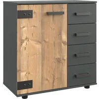 Wimex Kombikommode Stockholm, Schrank Made in Germany, rustikale Optik Industrial-Look, 1-türig mit 4 Schubladen, 81/41/83 cm
