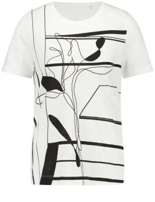 GERRY WEBER Collection - T-Shirt aus Baumwolle mit abstraktem Frontprint beige/weiß - Gr. - 36