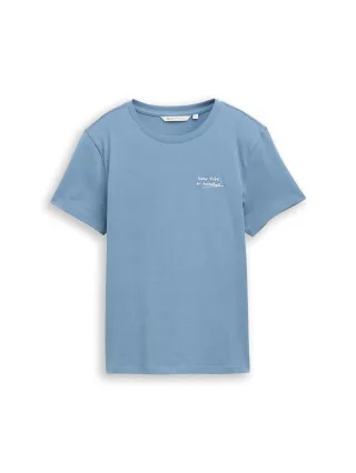 Denim Tom Tailor - T-Shirt mit Stickerei spring lake blue - Gr. - S