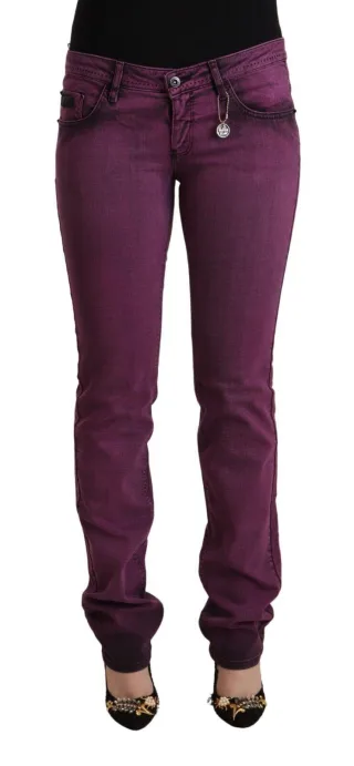 Costume National Damen Lila Baumwoll-Stretch Slim Fit Denim Jeans