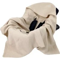 BabyLux Babyschale Einschlagdecke mit Kapuze 90x90 cm Musselin Baumwolle für Autositz, Beige_90x90