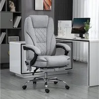 Vinsetto Schreibtischstuhl Massagesessel mit Heizfunktion, Liegefunktion, höhenverstellbar (Bürostuhl, 1 St), für Wohnzimmer, Lernzimmer, Grau