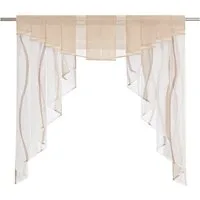 Joyswahl Scheibengardine (1 St), Stangendurchzug, transparent, Tunnelzug Voile Kurzstore,für Kleinfenster, Wellen Druck