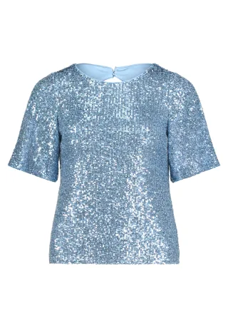V by Vera Mont - Pailletten-Top Soft Sky - Gr. - 34