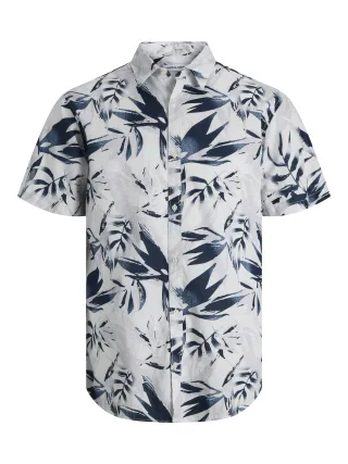 JACK&JONES - JJHONOLULU AOP SHIRT SS PLS Cloud Dancer