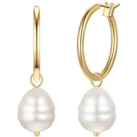 Yokoamii Paar Creolen Set: Y511 (2-tlg), mit Muschelkernperle