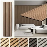 MTP Online-Shop GmbH Wandpaneel, Walnuss - 240x60cm, Schallabsorption & modernes Design, BxL: 60x240 cm, 1,44 qm