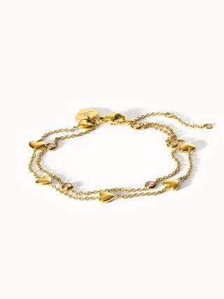 PURELEI Glitter Heart Armband, verstellbare Länge