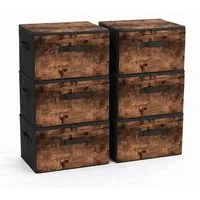 Sekey Aufbewahrungsbox Aufbewahrungsboxen mit Deckel 45L Stapelbar Faltbare Ordnungsboxen (6 St), 6er Set Faltbox, Organizer Kleidung Vliesstoff Boxen für Schrank Regal