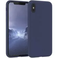 EAZY CASE Handyhülle Premium Silikon Case für iPhone X / iPhone XS 5,8 Zoll, Handy Softcase Hülle Silikon mit Displayschutz Case Blau / Nachtblau