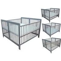 Micoland Kinderbett Zwillingsbett grau mit 2 Matratzen 120x120cm