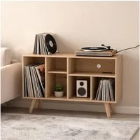 GarveeMore Buffet Plattenspielerständer Mit Vinylaufbewahrung Holz Plattenspielertisch
