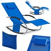 SoBuy Gartenliege OGS28, Relaxliege Schaukelliege Strandliege Outdoor Gartenmöbel, Sonnenliege mit Kopfkissen Liegestuhl Schaukelstuhl, Outdoor Camping