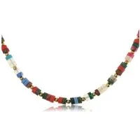 Made by Nami Perlenkette Damen Halskette bunt Naturstein verstellbar wasserfest hypoallergen, aus Naturstein – Boho-Stil – Sommerlich – mit Verlängerung