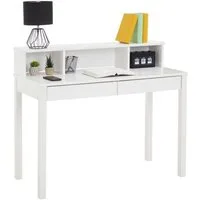 IDIMEX Schreibtisch LENNOX, Bürotisch mit Schubladen und Nische aus Kiefer Massivholz weiß